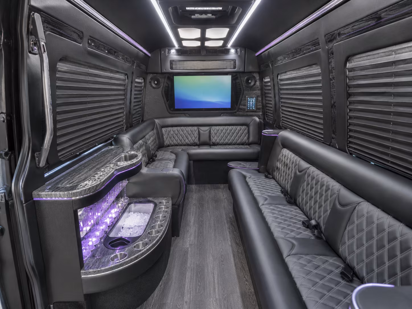 longview 40 passenger party bus interior