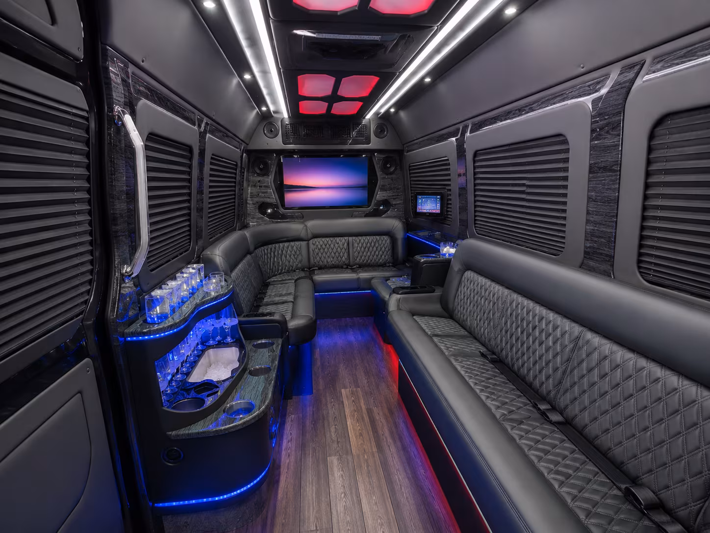 longview 50 passenger party bus interior